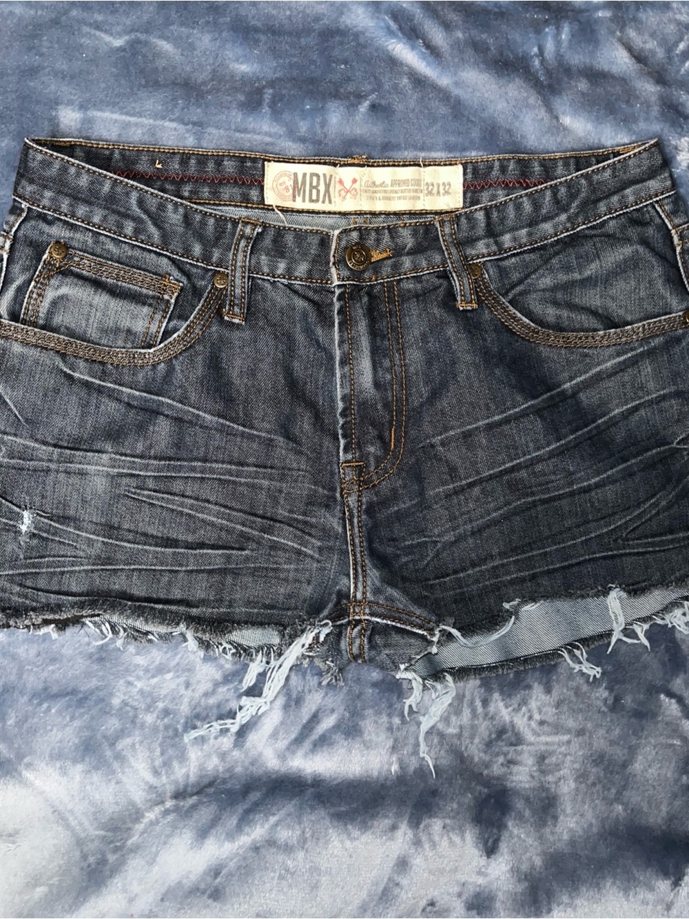 MBX Dark Blue Denim Jean Shorts - Women's Distressed Cutoffs